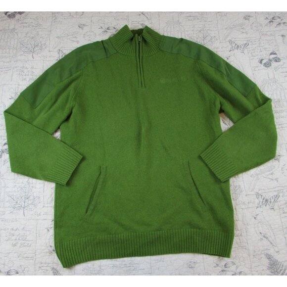 Beretta Classic Half Zip Green Wool Bld hunting Sweater Size XL Made iItaly - Picture 1 of 7